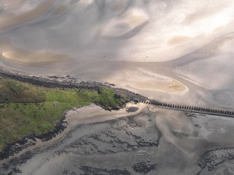 Oblique aerial view of Cramond Island centred on The Knoll, taken from the W.