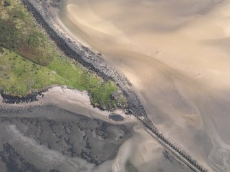 Oblique aerial view of Cramond Island centred on The Knoll, taken from the SW.