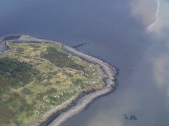 Oblique aerial view of Cramond Island, taken from the SSE, centred on The Binks, taken from the SSE.