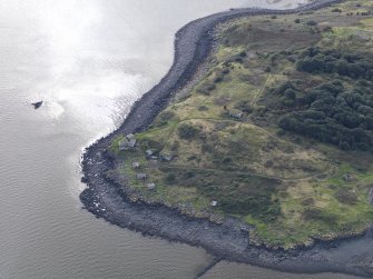 Oblique aerial view of Cramond Island centred on The Binks, taken from the NNW.