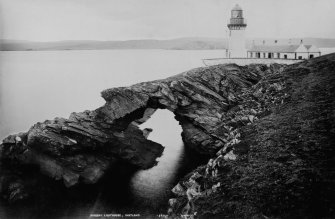 View of Bressay lighthouse. 
Titled: 'Bressay Ligthhouse, Shetland. 1963 G.W.W'