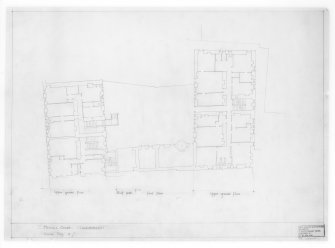Mylnes Court, Edinburgh University Hall of Residence.
Drawing showing upper ground, first floor and roof plans. 
