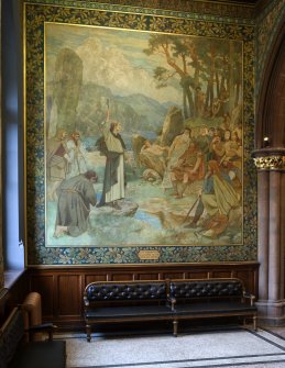 Interior. First floor. Central hall.  Mural