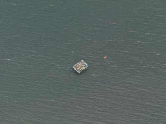 Oblique aerial view of drilling works in advance of construction of Queensferry Crossing.
