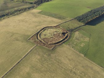 Oblique aerial view of the remains of Black Castle fort, taken from the ENE.