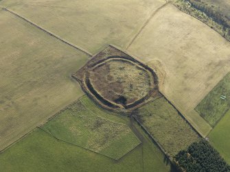 Oblique aerial view of the remains of Black Castle fort, taken from the NNW.