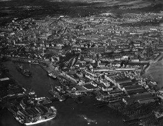 Aberdeen harbour, oblique aerial view.