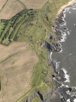 General oblique aerial view centred on the coast battery, taken from the WSW.
