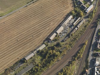 Oblique aerial view centred on the railway junction, taken from the NNW.