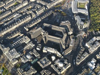 Oblique aerial view centred on the St James Centre, taken from the SW.