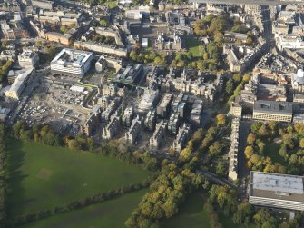 Oblique aerial view centred on the Quartermile Development, taken from the SSE.