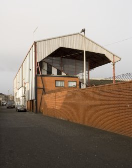 View of the west side of the Main Stand from the perimeter of the ground