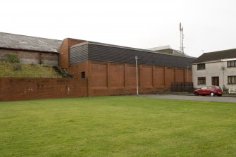 Rear view of the North Bank enclosure from Springbank Road, Paisley