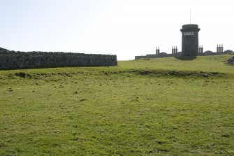Signal tower from north east, with area in foreground used to assemble stone blocks prior to transporting to Skerryvore.
