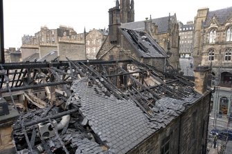 View of roof damage on east elevation