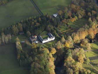 Oblique aerial view centred on the stables, taken from the S.