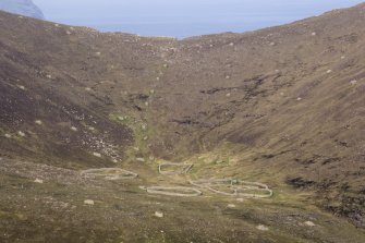 Hirta, An Lag Bho'n Tuath. General view from SW showing the enclosures and the cleits running upslope to The Gap.