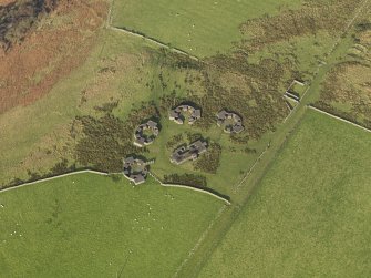 Oblique aerial view centred on the gun emplacments, taken from the SE.