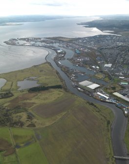 General oblique aerial view centred on the docks, taken from the WSW.