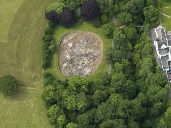 Black Barony Castle. 
Oblique aerial view centred on the relief map of Scotland, taken from the E.