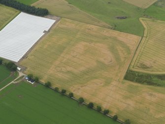 Oblique aerial view centred on the cropmarks of the rig, taken from the S.