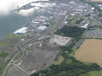 General oblique aerial view of Rosyth Europarc and HM Dockyard, taken from the E.