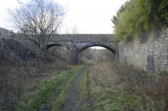 View from SE showing double arch spanning the main railway and branch railway.