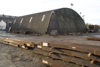 View from north east looking towards rear of 'hangar' building (NO 97333 68419), originally pattern store with castings ('frogs' which allow two railway lines to cross at a junction or switch)