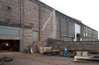 View loking along north east frontage of foundry buildings.