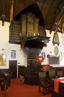 Interior. Pulpit and organ. View from NNE