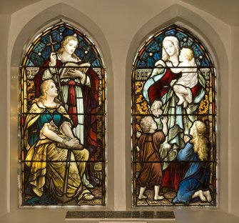 Interior. Stained glass window. Detail