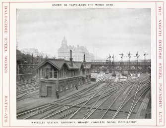 View of Waverley Station, Edinburgh showing complete signal installation from North British Steel Foundry Ltd, Castings, page 23