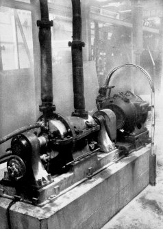 Copy of photograph of paper making machine (no.6), No.1 High Speed Refiner driven by a 60 H.P. motor at 960 r.p.m., from the JB&S Machine 161 catalogue, James Bertram and Son Ltd, Leith Walk, Edinburgh, circa 1953. The catalogue describes and illustrates some of the features of the No 161 machine 'recently installed at the well known Mill of Guard Bridge Paper Co Ltd, Fife , Scotland designed with the co-operation of the Mill Staff especially for the economical production of the highest quality papers...'