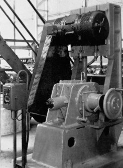 Copy of photograph of paper making machine (no.6), 'Leith Walk' patent vertical type Shake Motion and is driven through Vee ropes by a variable speed commutator motor, from the JB&S Machine 161 catalogue, James Bertram and Son Ltd, Leith Walk, Edinburgh, circa 1953. The catalogue describes and illustrates some of the features of the No 161 machine 'recently installed at the well known Mill of Guard Bridge Paper Co Ltd, Fife , Scotland designed with the co-operation of the Mill Staff especially for the economical production of the highest quality papers...'