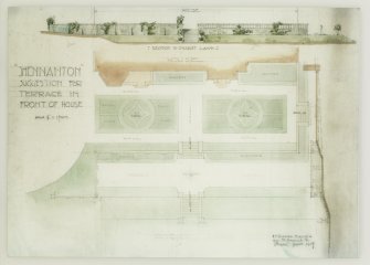 Plan, section and elevation of terrace.