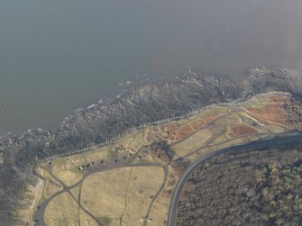 Oblique aerial view centred on the anti tank blocks, taken from the S.