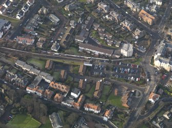 Oblique aerial view centred on the new station, taken from the SE.