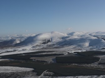 General oblique aerial view of snow-covered Tinto Hill and the Souther Uplands, taken from the NW.