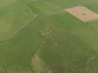 Oblique aerial view centred on the radar station, taken from the NNE.