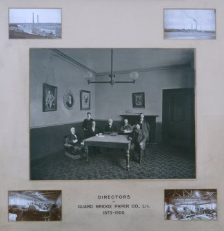 Copy of group photograph, Directors of Guardbridge paper company limited and other views of the site taken c. 1900