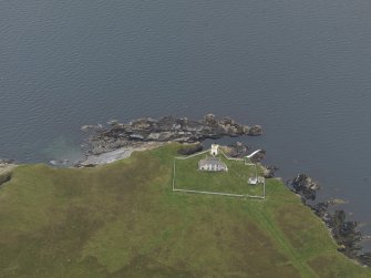 Oblique aerial view centred on the lighthouse, taken from the N.
