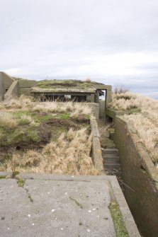 General view of 9.2-inch gun emplacement Battery Observation Post from roof of officers quarters, taken from SW.