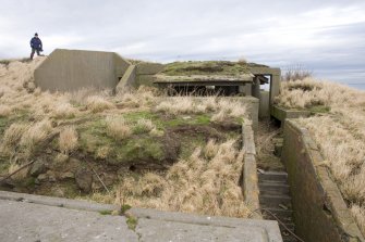 General view of 9.2-inch gun emplacement Battery Observation Post from roof of the Officers' Quarters, taken from the SW.