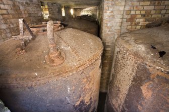 Interior, detail of oil tanks.