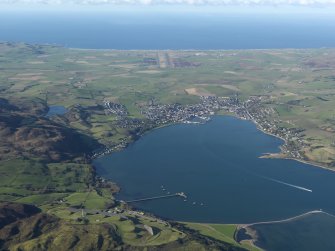 General oblique aerial view of Campbeltown looking across the bay, taken from the E.