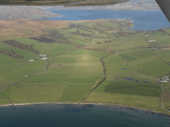 General oblique aerial view of Ettrick Bay looking towards Ardmaleish Point, taken from the SW.
