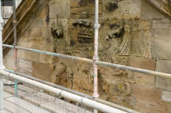 Detail of main pediment armourial panel