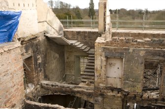 View of interior from scaffolding