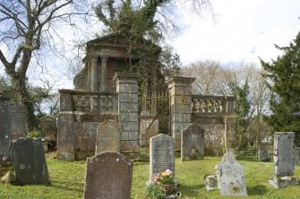 Heron family grave and monument. View from E