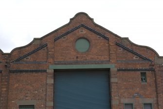 Detail of gable end of depot from W.